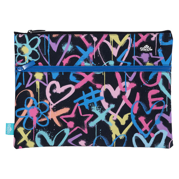 Spencil Hearts and Crosses A4 Twin Zip Pencil Case Spencil Hearts and Crosses A4 Twin Zip Pencil Case