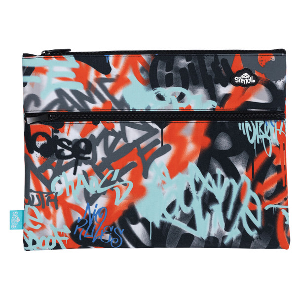 Spencil Urban Scrawl A4 Twin Zip Pencil Case
