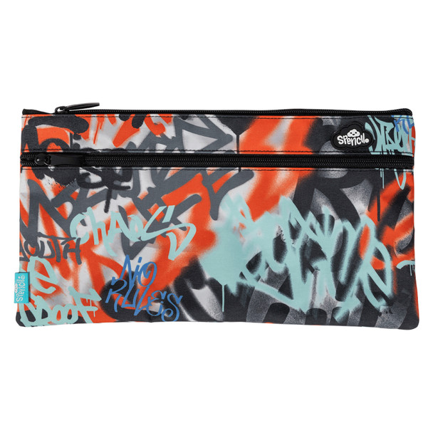 Spencil Urban Scrawl Twin Zip Pencil Case