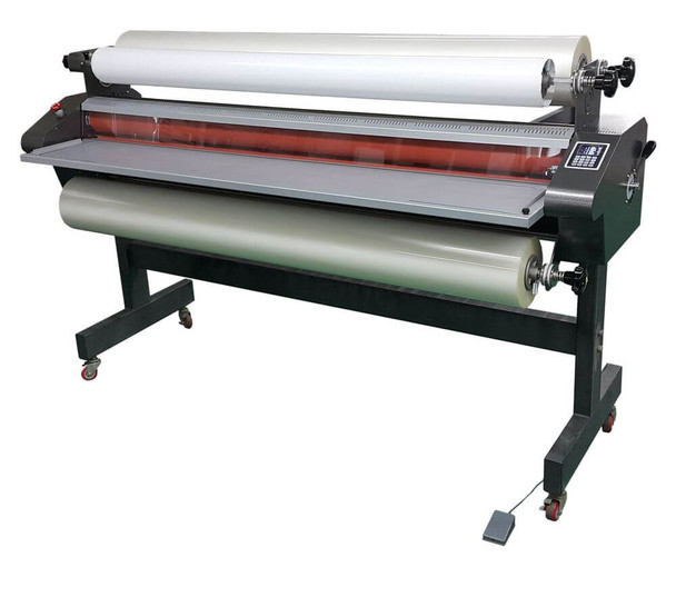 Rynak 1200mm Roll Laminator with dual LCD display, side and end cutters, and film rollers for hot and cold laminating on adjustable core sizes. Rynak 1200mm Roll Laminator with dual LCD display, side and end cutters, and film rollers for hot and cold laminating on adjustable core sizes.
