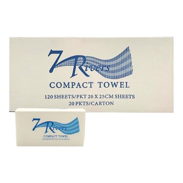 Compact Interleaved Towel 20x25cm 150 Sheets/Pkt 16Pkt/Ctn 7 Rivers