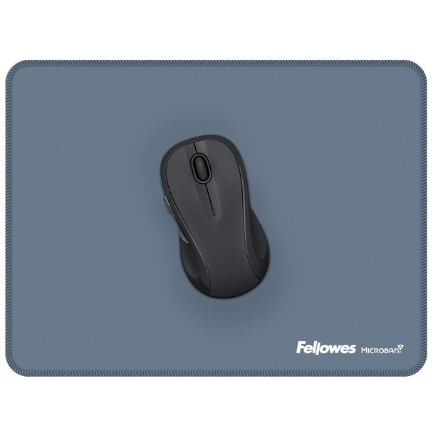 Top view of the marine blue Fellowes Breyta XL Mousepad with a mouse positioned at the centre.