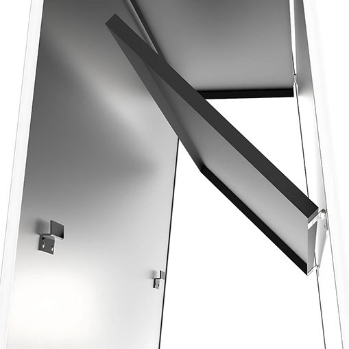 Internal folding metal storage shelf inside Visionchart JART mobile A frame whiteboard for markers and accessories