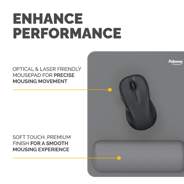 Breyta Mousepad Wrist Rest Grey Fellowes