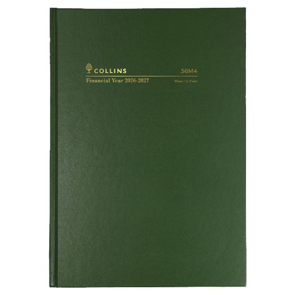 Collins Casebound Financial Year Diary 2026-2027 A6 Week To A View Green