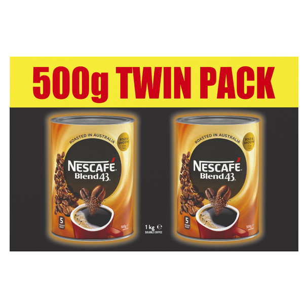 Nescafe Blend 43 Instant Coffee Twin Pack 2x500g Can