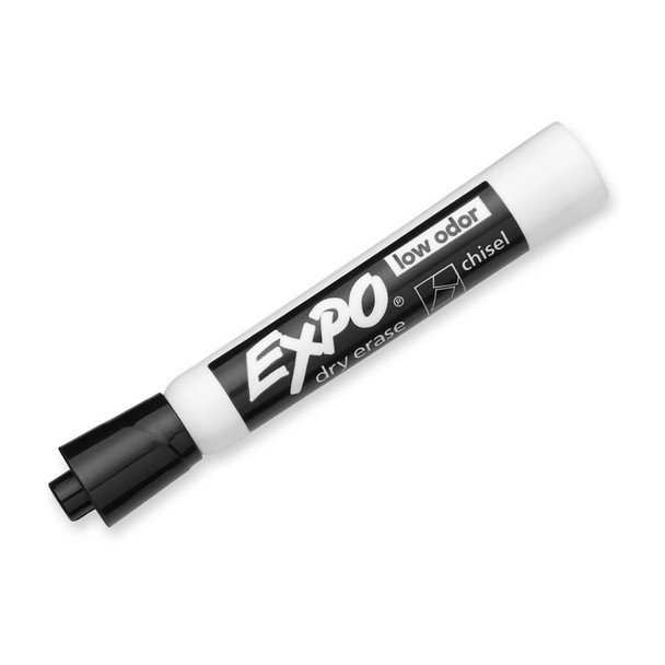 Expo Whiteboard Marker Black In Chisel Tip Box Of 12