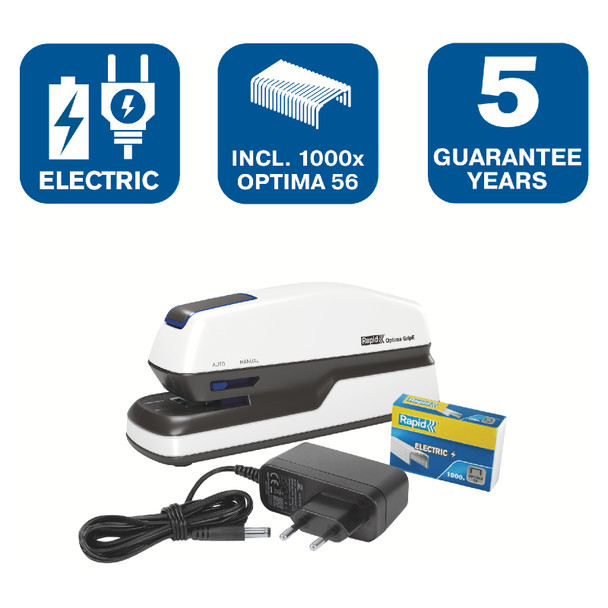 Rapid Contactless Grip E Electric Stapler Optima White