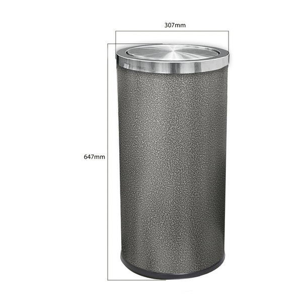 Compass Hammertone grey 30L swing top bin with dimensions