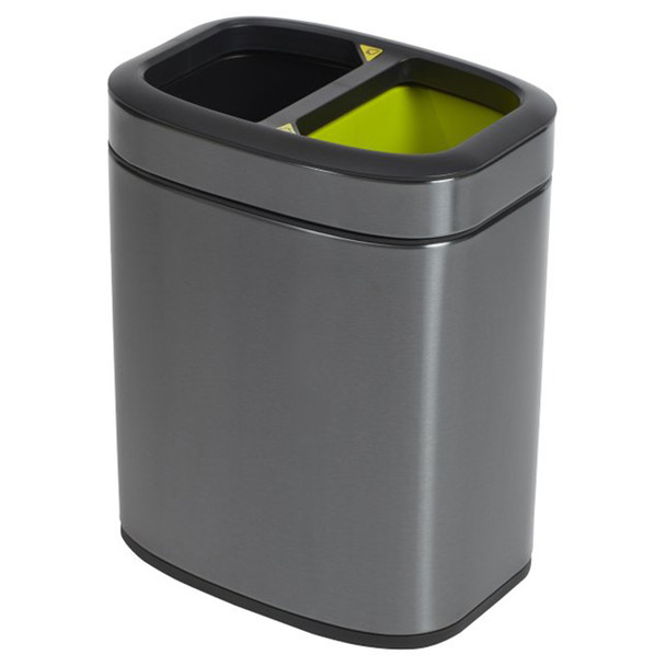 Compass Rectangular Recycling Bin Titanium Black Green 10L Pack of 4