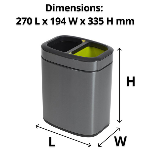 Compass Titanium Black Green Rectangular Recycling Bin 10L Pack of 4