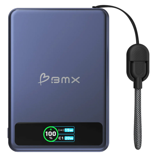 BMX SolidSafe Power Bank Blue 5K Solid-State Magnetic