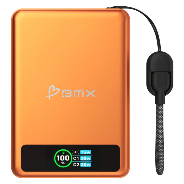 BMX SolidSafe Magnetic Power Bank Orange 10K Solid-State