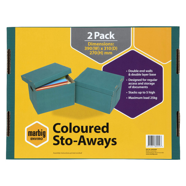 Marbig Coloured Sto-Aways Archive Box Assorted Pack of 2