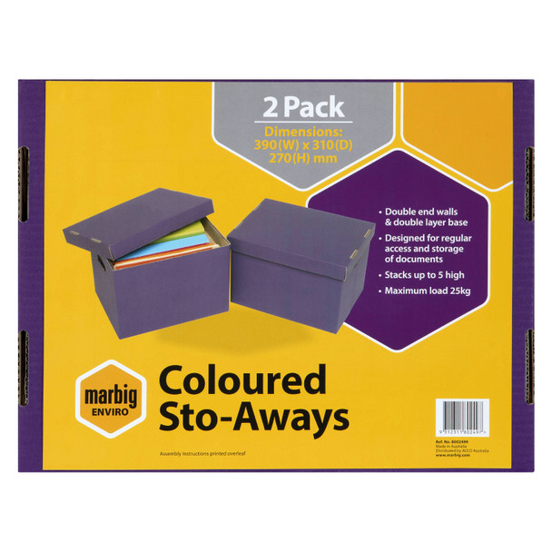 Marbig Sto-Aways Coloured Archive Box Assorted Pack of 2