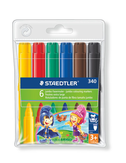 Staedtler 340 WP6B Noris Club Jumbo Colouring Markers Wallet of 6