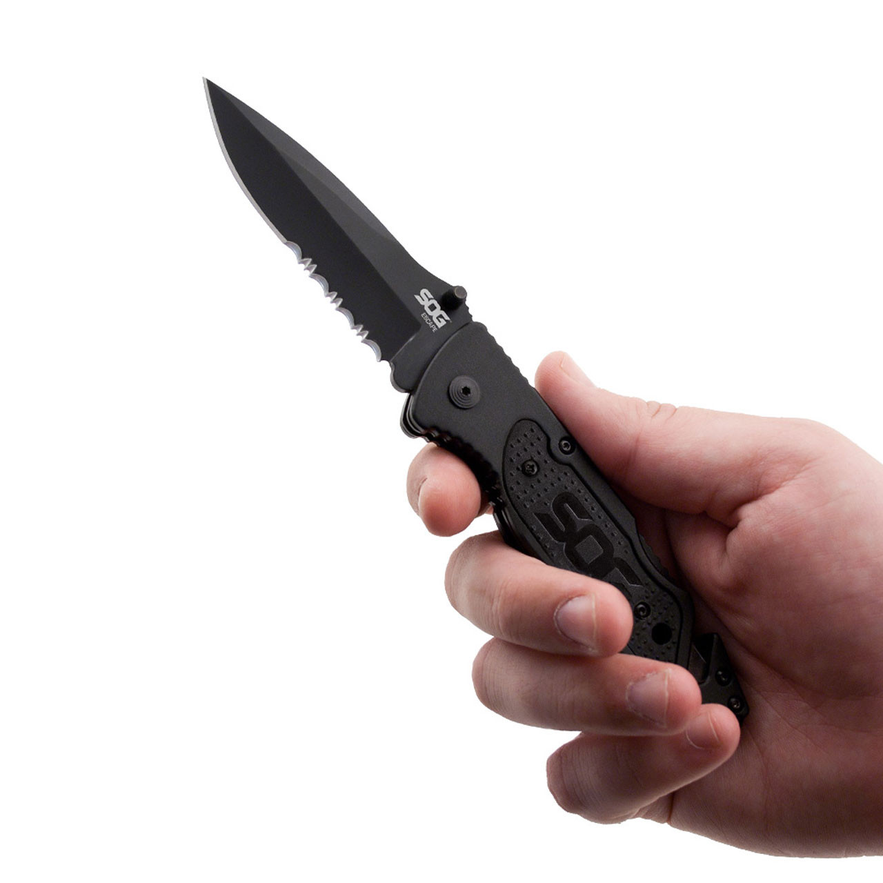 ESCAPE - CLIP POINT, BLACK, SERRATED