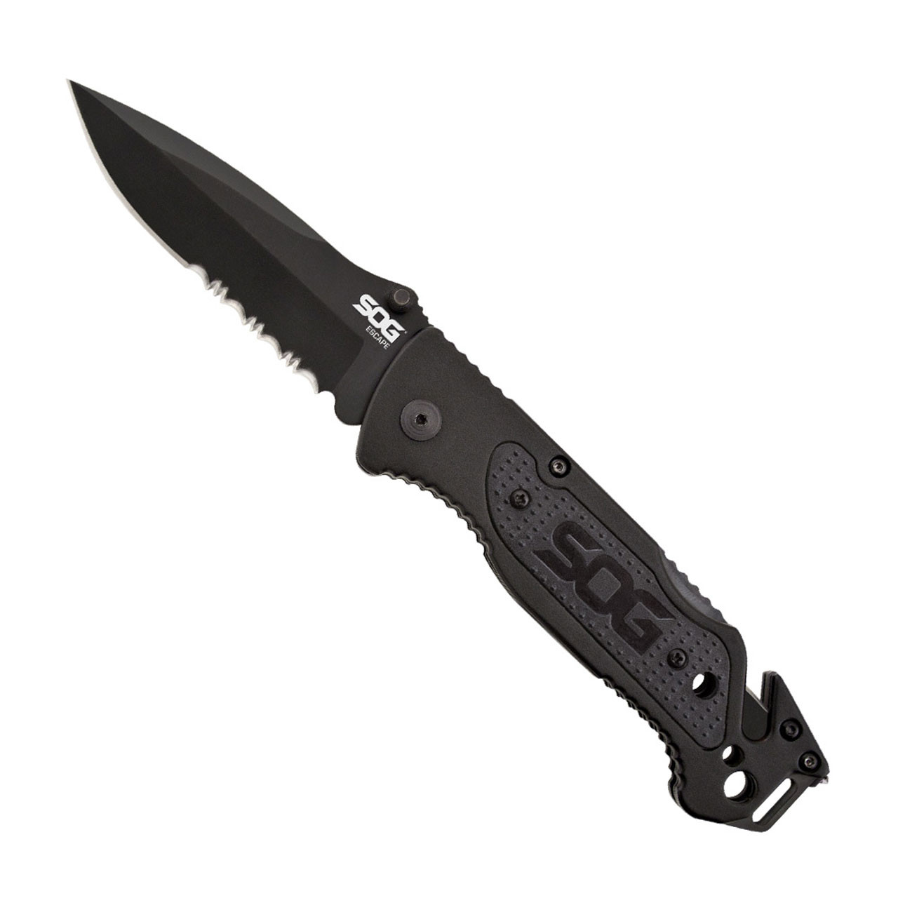 ESCAPE - CLIP POINT, BLACK, SERRATED