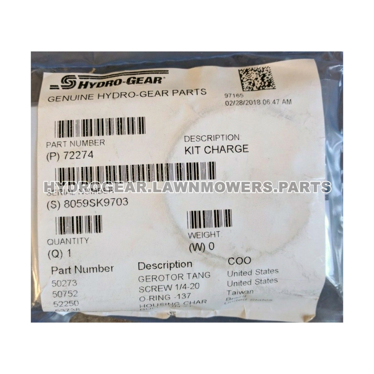 72274A Charge Pump Kit 72274 Hydro Gear Original Part Hydro Gear Parts