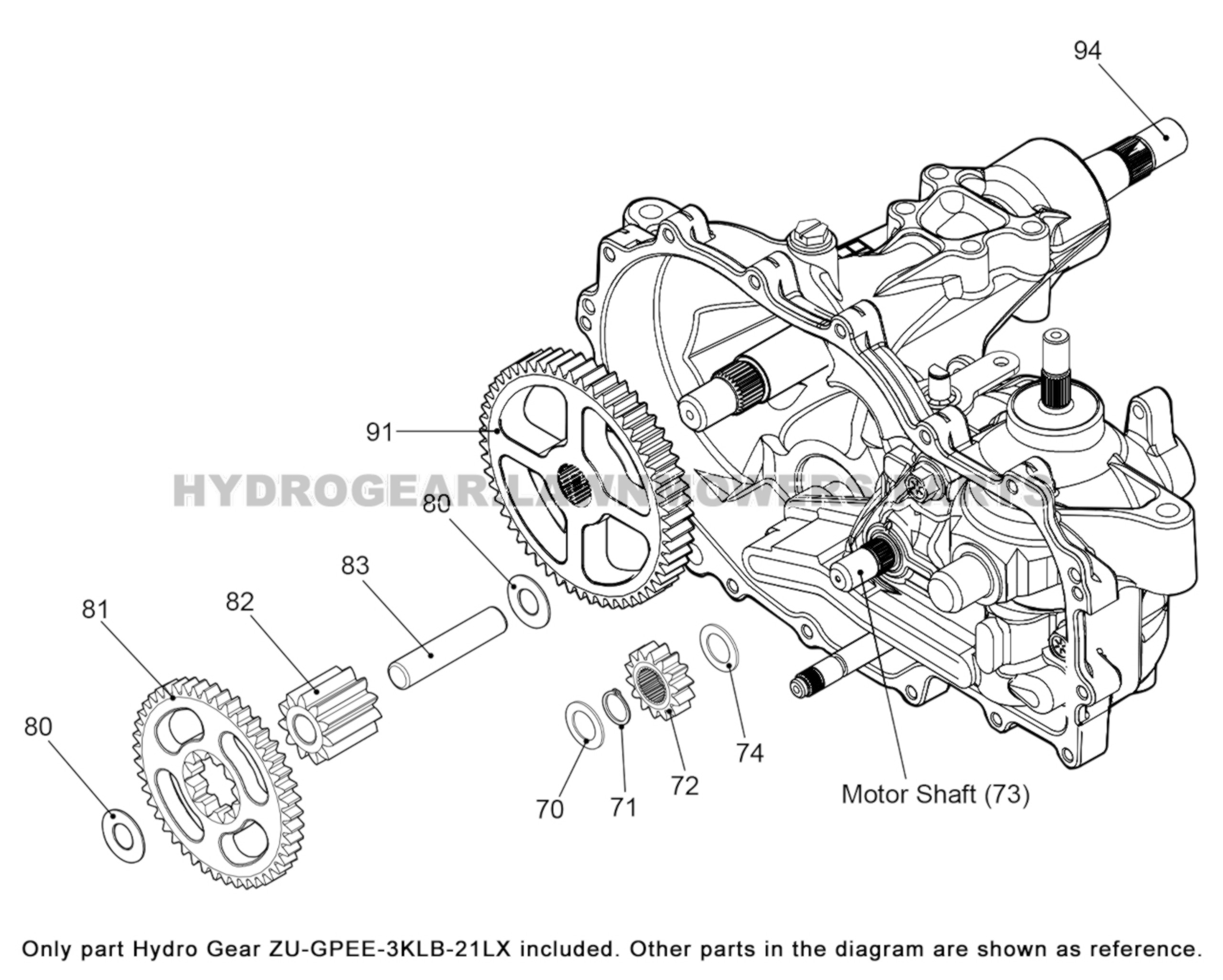 Hydro Gear ZT 3400 Transaxle ZUGPEE3KLB21LX OEM Hydro Gear Parts