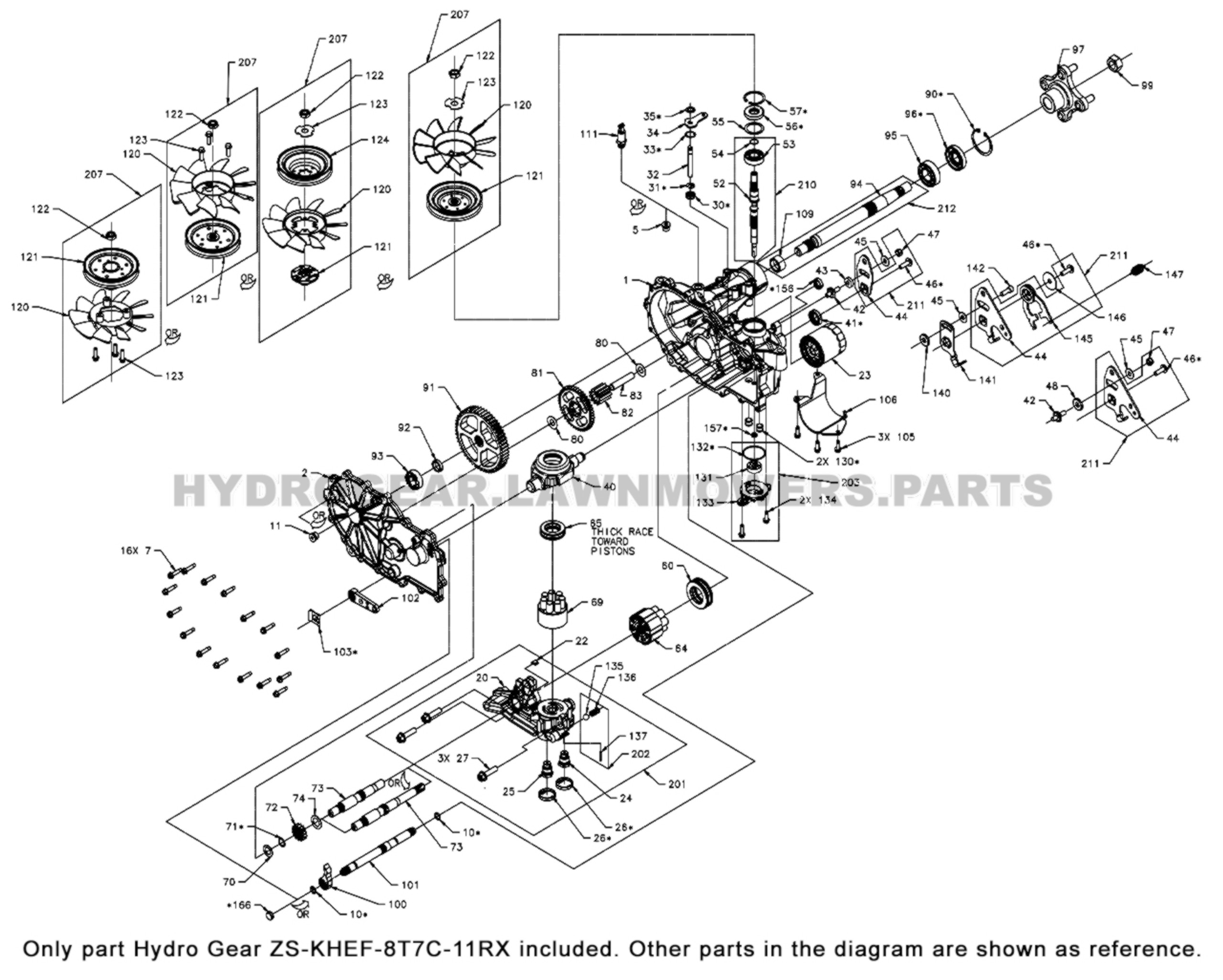 Hydro Gear ZT 3400 Transaxle ZSKHEF8T7C11RX OEM Hydro Gear Parts