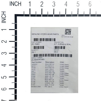 70463 - Kit O-Ring & Seal - Hydro Gear Original Part - Image 1