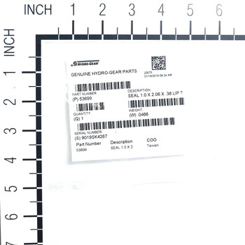 53699 - Seal 1.0 X 2.06 X .38 Lip Tc4 - Hydro Gear Original Part - Image 1