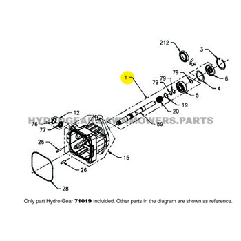 Parts lookup Hydro Gear 71019 Shaft 17mm Keyed Tapered Kit OEM diagram