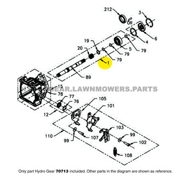 Parts lookup Hydro Gear 70713 PR-72CC-1A1X-CXXX Pump Shaft Kit OEM diagram