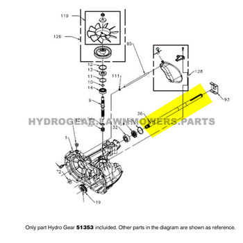 Parts lookup Hydro Gear 51353 Shaft LH Axle Key .75 X 17.74 OEM diagram