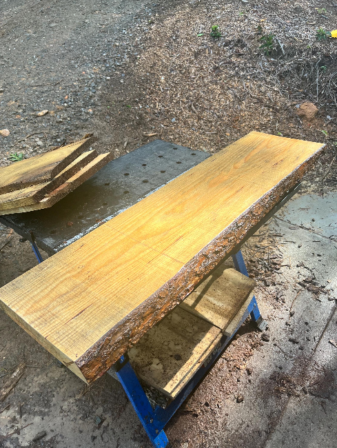 Rustic Pine Live Edge Floating Shelf with Bark – 48"