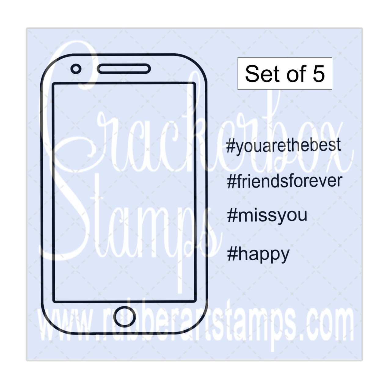 Cell Phone & Hashtags Sweet Crackerbox Stamps