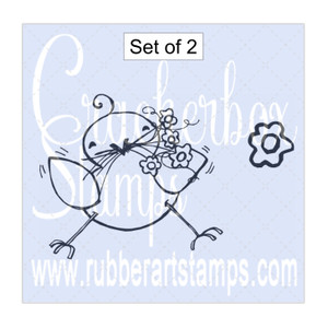Bird with Flowers and Single flower set of 2 Bird with Flowers and Single flower set of 2