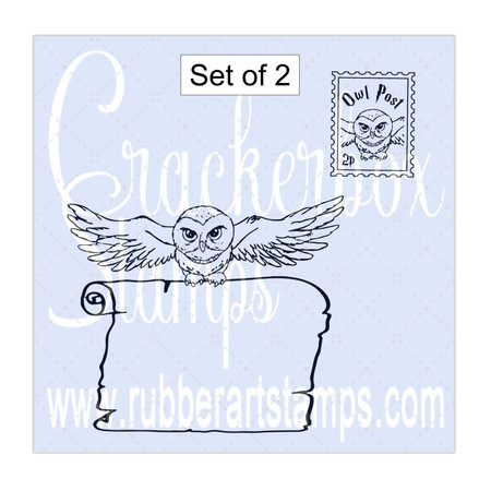 Owl With Scroll & Owl Flying Post Stamp