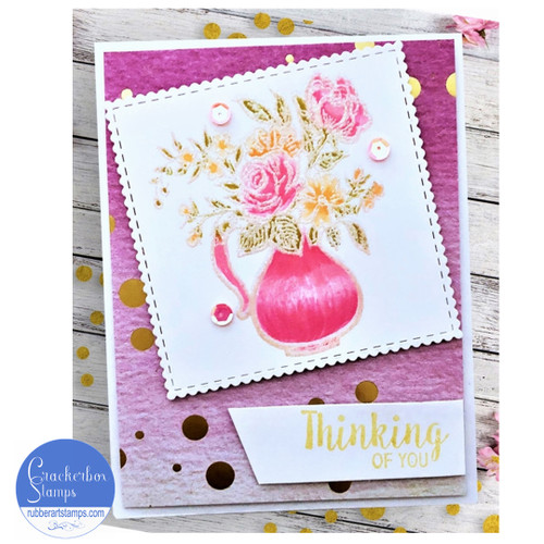 Water Color Pink Flowers In Vase Card