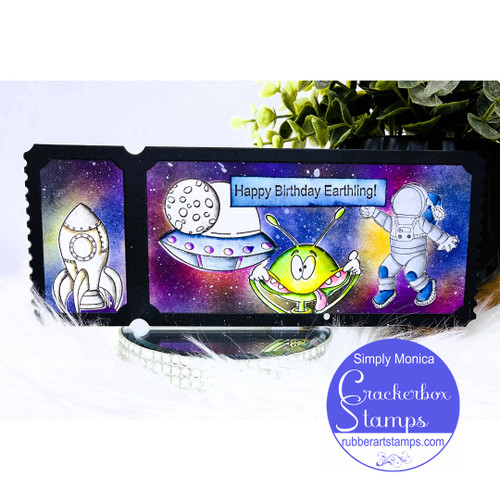 Funny Alien And Spaceman Card