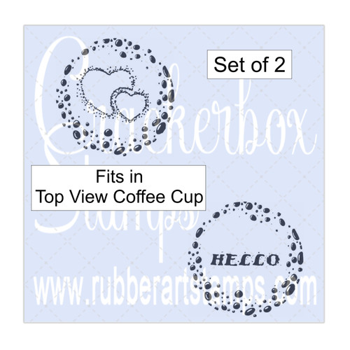 Coffee Cup Top View Heart and Hello set of 2 Coffee Cup Top View Heart and Hello set of 2