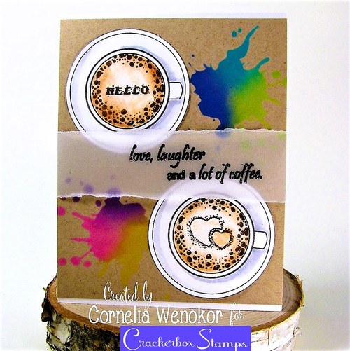 Coffee Cup Top View Heart and Hello set of 2 Coffee Cup Top View Heart and Hello set of 2