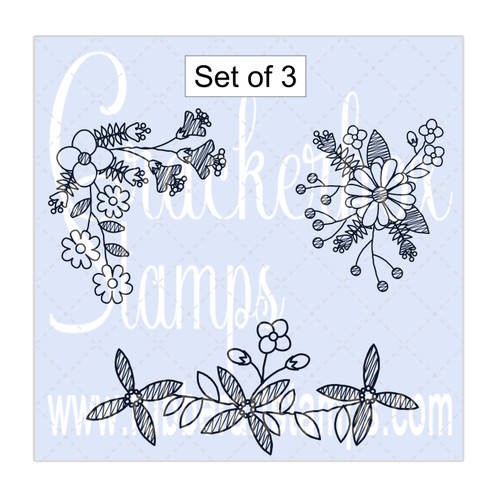 Flower Doodle Set of 3 Flower Doodle Set of 3