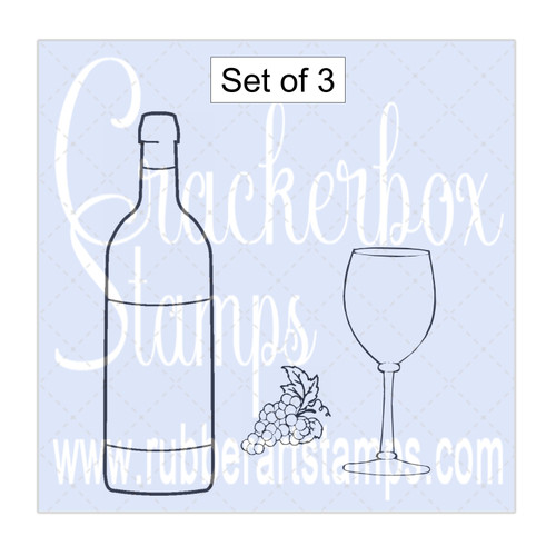 Wine Bottle, Glass and Grapes Wine Bottle, Glass and Grapes