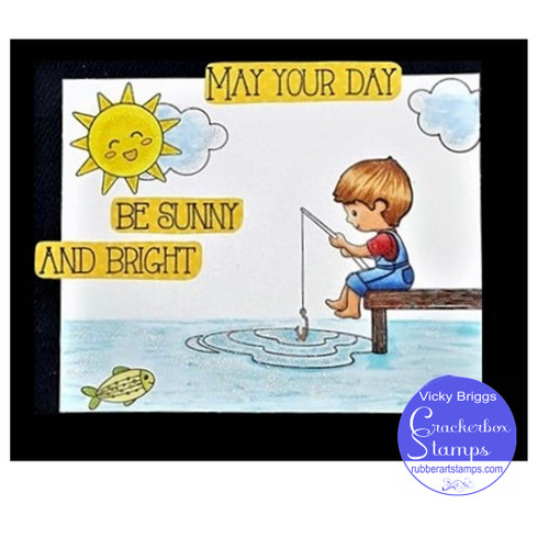 Boy Fishing On Pier set of 3