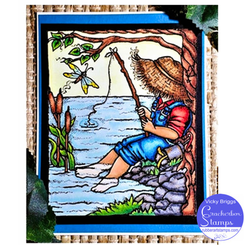Boy Fishing And Treat Box Card