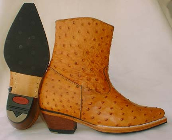 All Ostrich Ladies Cowgirl Low Zipper Boots