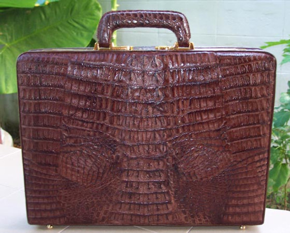 Chacolate Brown Genuine Hornback Crocodile briefcase Chacolate Brown Genuine Hornback Crocodile briefcase