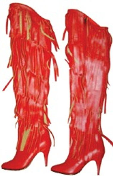 Red leather knee high boots 3