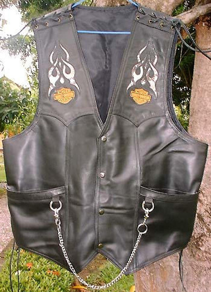 Leather Vest with Snake Inlays