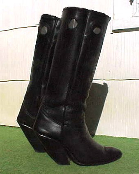 Tall Heel Shinny Black Boots