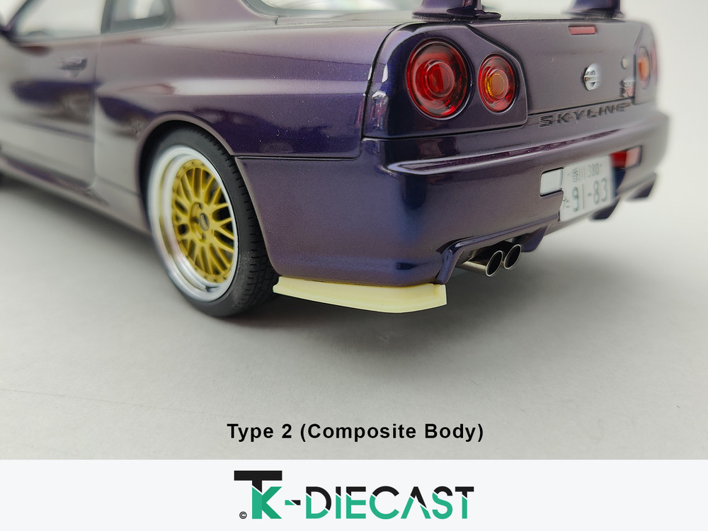 Nissan R34 GT-R Skyline Nismo Rear Bumper Spats - Tk Diecast