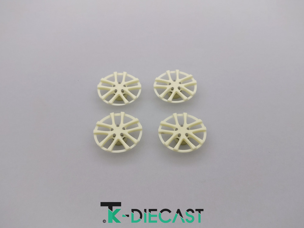1/64 EGwheels Weds LXZ 風 ホイール ミニカートミーテック 1/64 Silver Alloy Wheels - Straight Multi-Spoke fits Tomica Hot