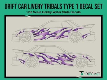 Drift Car Livery Tribals Type 1 Decal Set